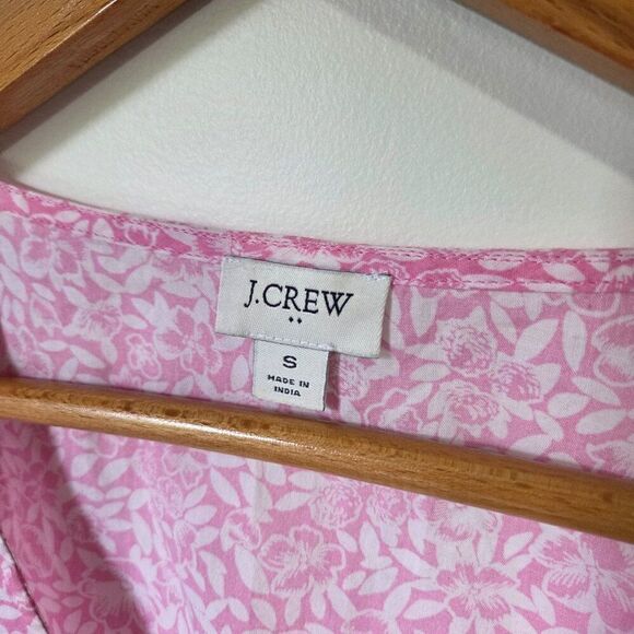 EUC LIKE NEW J CREW FLORAL PINK WHITE DAINTY V NECK COTTON TOP SIZE SMALL - Picture 12 of 15